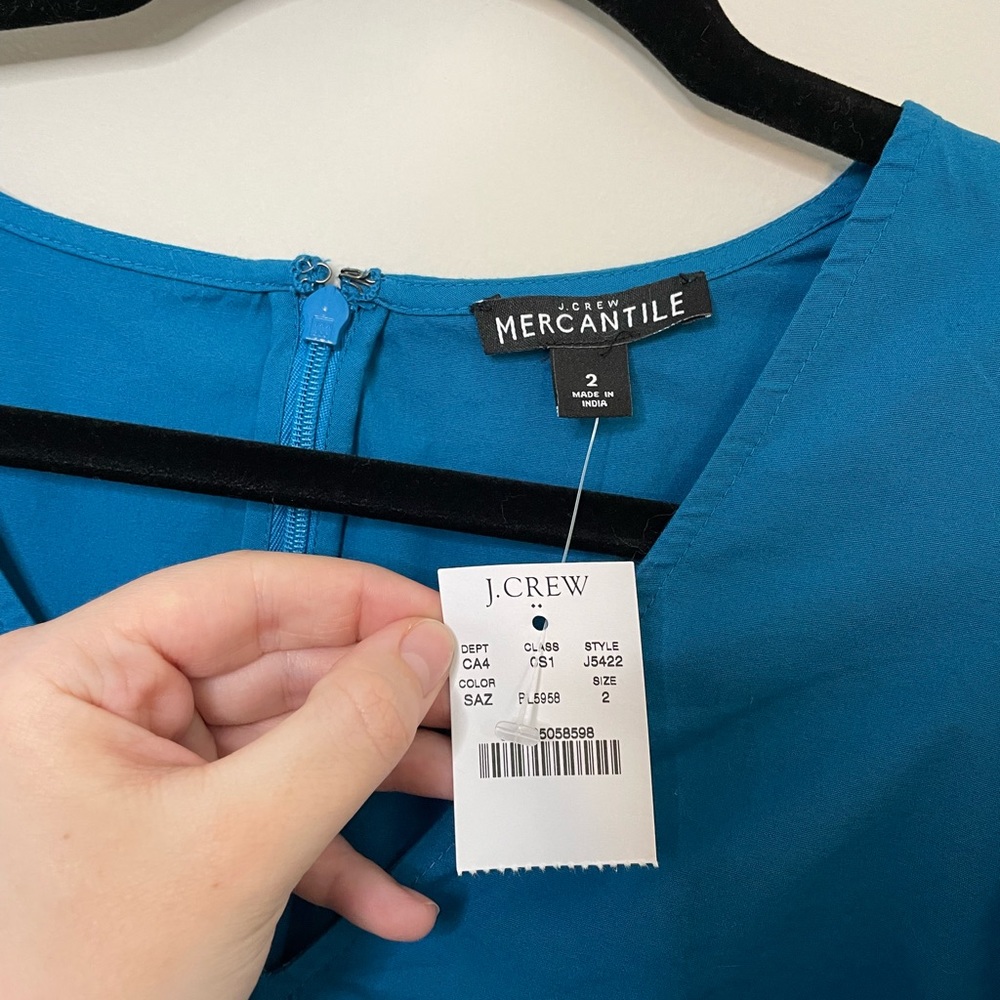 NWT J. Crew Mercantile Flutter Sleeve Blue Tank Ruffle Dress Spring Summer - Picture 6 of 7